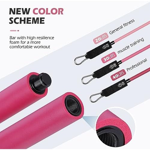 Fitness Bands Pilates Bar Set with 6 Resistance Bands