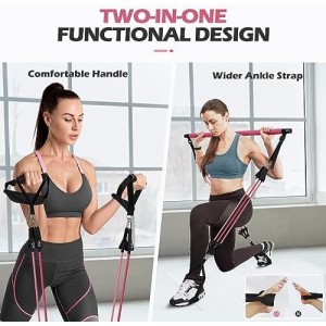 Fitness Bands Pilates Bar Set with 6 Resistance Bands