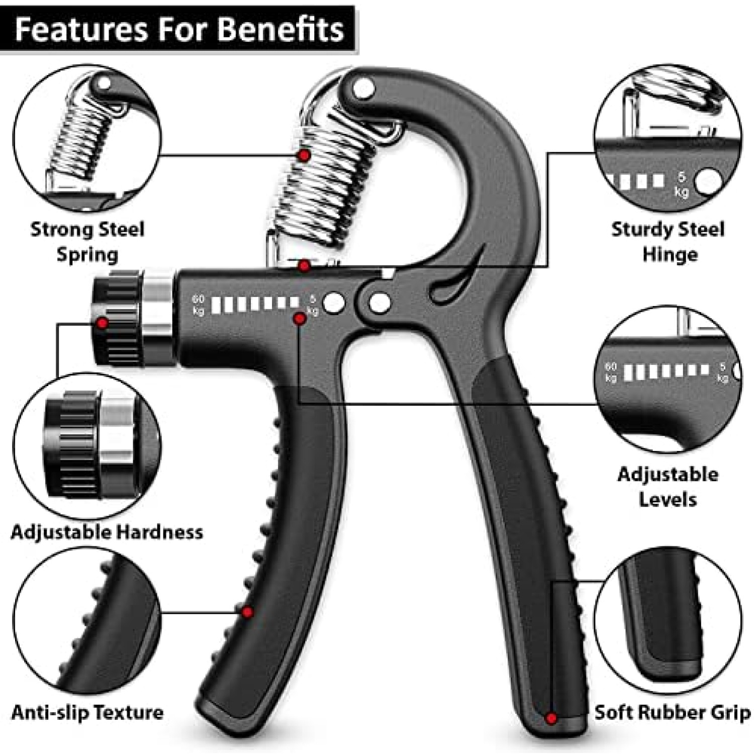 Hand Grips Strengthener with Counter, Adjustable Grip Strength Trainer